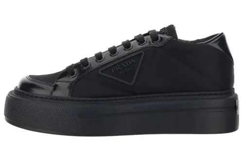 PRADA Leather Stylish Skateboarding Shoes Men's Black