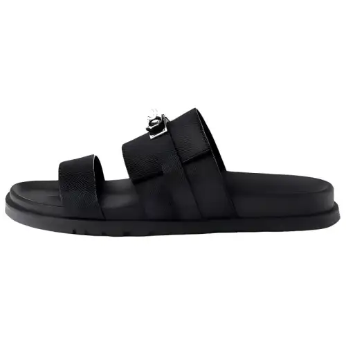 HERMES Slide Slippers Men's Black