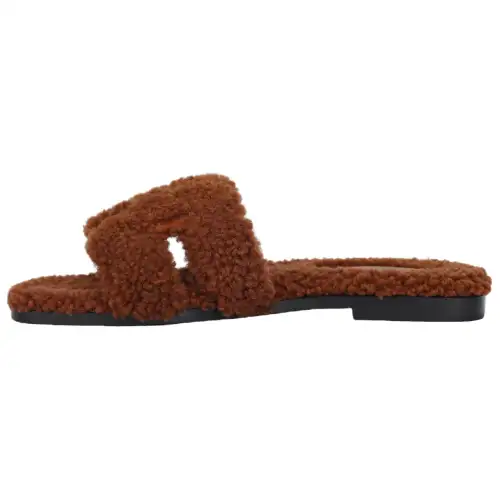 HERMES Oran Sandal Cognac Woolskin