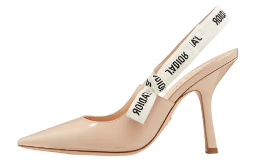 DIOR J'Adior Patent Leather Slim Heel High Heels 10cm Women's Nude