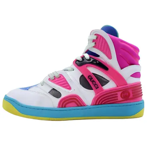 Gucci Wmns Basket High 'White Pink Blue' Women's