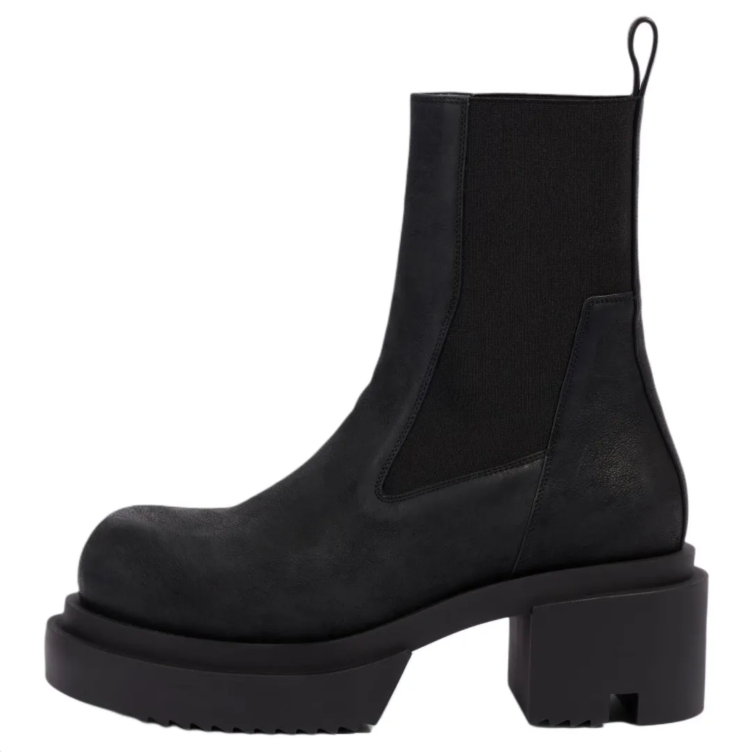 RICK OWENS/RO Beatle Leather Short Chelsea Boots 7.5cm Men's Black