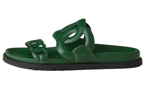 HERMES Extra Slide Slippers Women's Green
