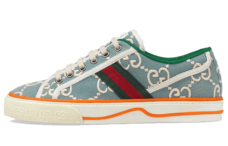 GUCCI Спортивная обувь Gucci Tennis 1977 в стиле ретро, модные кроссовки, женская светло-голубая, в старом стиле