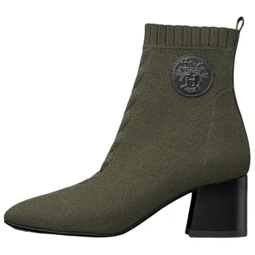 HERMES Hermès Volver pointed sleeve knitted boots 6cm women's green