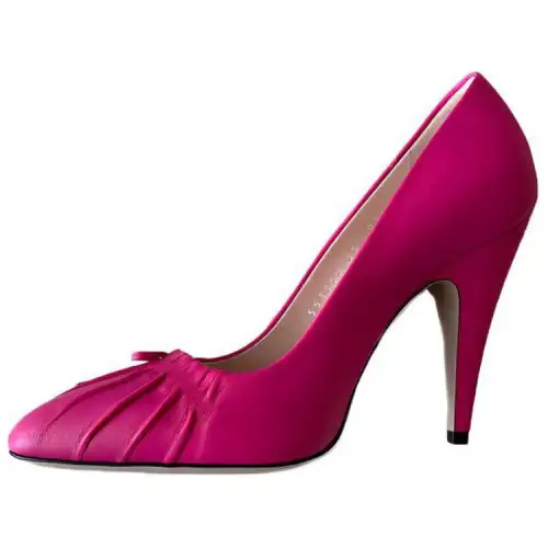GUCCI Leather Cone Heel High Heels Women's Rose Red