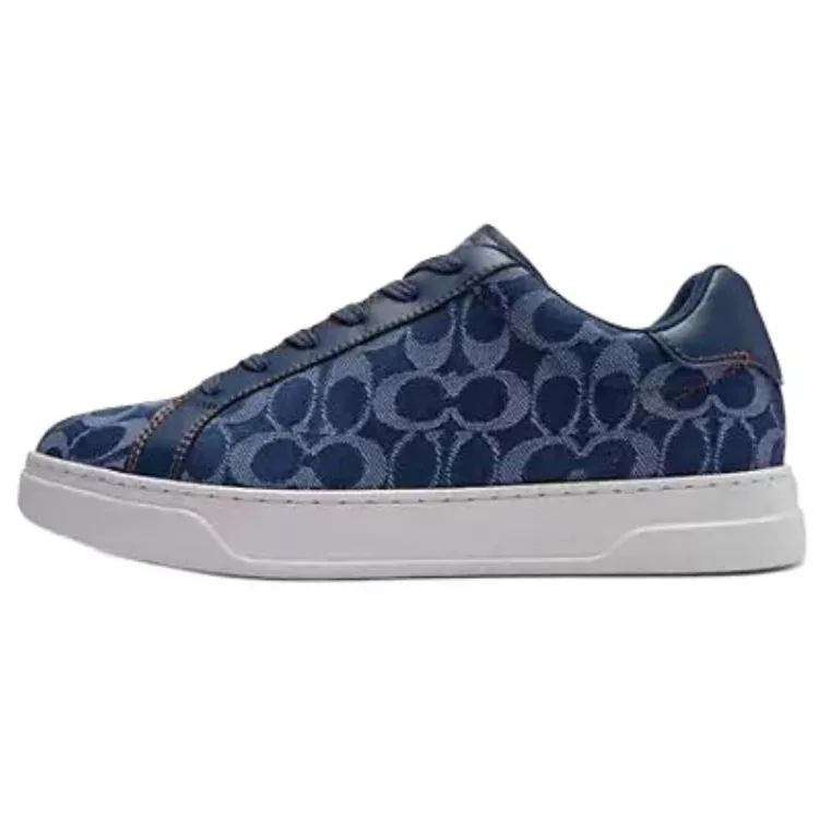 COACH Highline Denim, Leather Low top Skateboard Shoes Men's Dark Blue