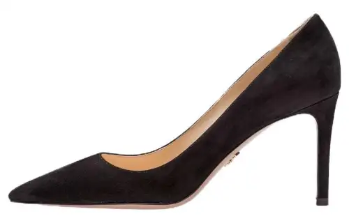 PRADA Leather Slim Heel High Heels 8.5cm Women's Black