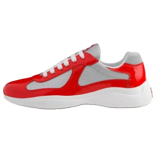 PRADA America's Cup Patent Leather Low top Casual Shoes Men's Red