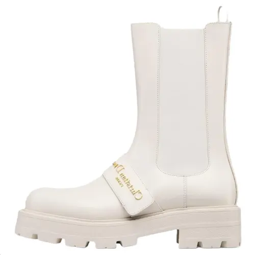 DIOR D Quest Cow Leather Short Chelsea Boots Women's White