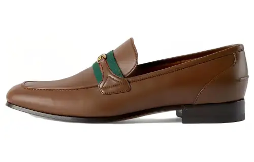 GUCCI Leather Casual Shoes Men's Brown
