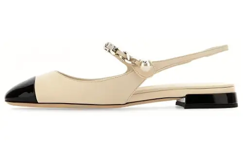 MIU MIU Leather Casual Shoes Women's Ecru Black