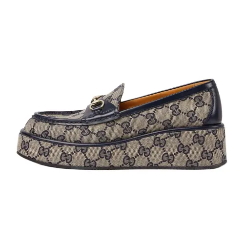 GUCCI Horsebit Loafers 5CM Women's Beige