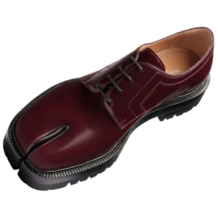 Женские туфли Maison Margiela Tabi Oxfords (бордовые)