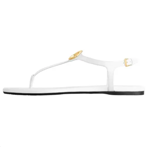 LOUIS VUITTON Sunkiss Patent Leather One Strap Sandals Women's White