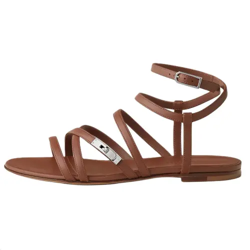 HERMES Lullaby One Strap Sandals Women's Brown