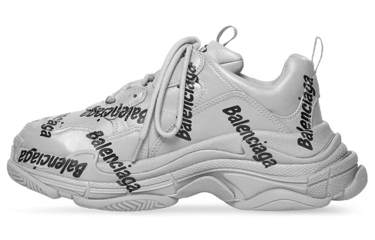 Balenciaga Triple S Lace Up Low top Chunky Sneakers Women's Gray