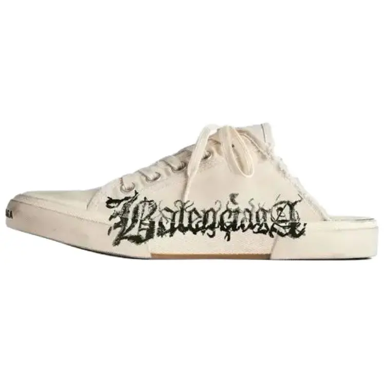 Balenciaga PARIS Closed Toe Slippers Women's White & Red & Black