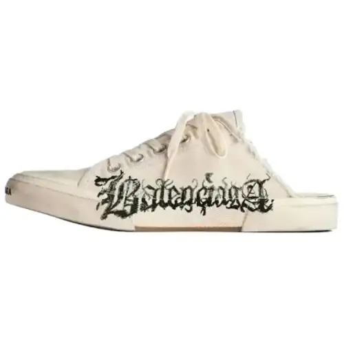Balenciaga PARIS Closed Toe Slippers Women's White Red