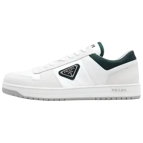 PRADA Downtown Leather Low top Skateboard Shoes Men's Gray White