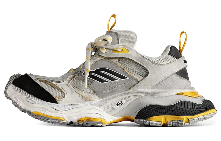Balenciaga Cargo Low top Chunky Sneakers Men's Gray & Black & Yellow