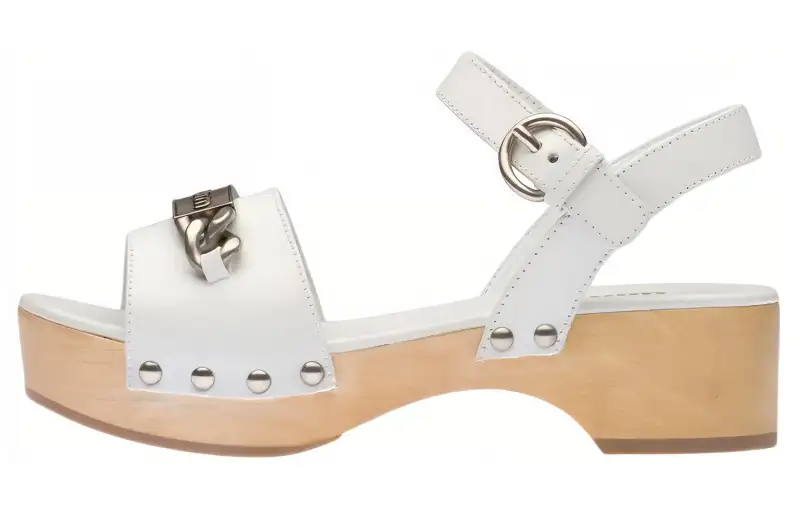 MIU MIU Leather One Strap Sandals Women's White