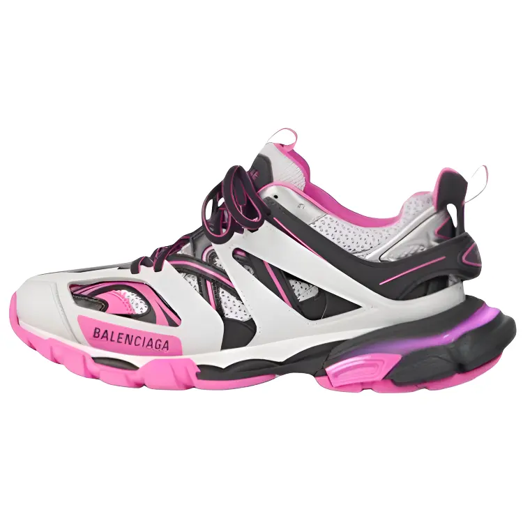 Balenciaga Track Led Polyester Low top Casual Shoes Men's Gray Pink
