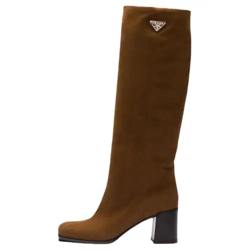 PRADA Leather Knee high Boots 6.5cm Women's Brown