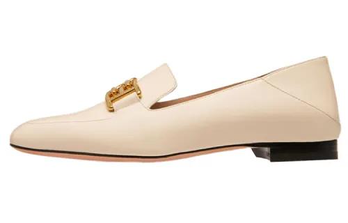 BALLY Bally Ellah Flat Leather Comfortable and Versatile Women's Casual Shoes Women's Off-White