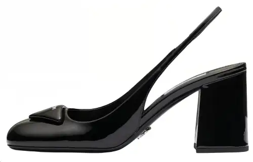 PRADA Leather Chunky Heel High Heels 7.5cm Women's Black