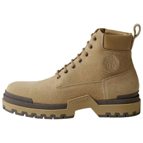 HERMES Limit Ankle Length Combat Boots 3cm Men's Beige