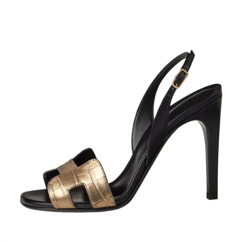 HERMES Holy One Strap Sandals 10.5cm Women's Black