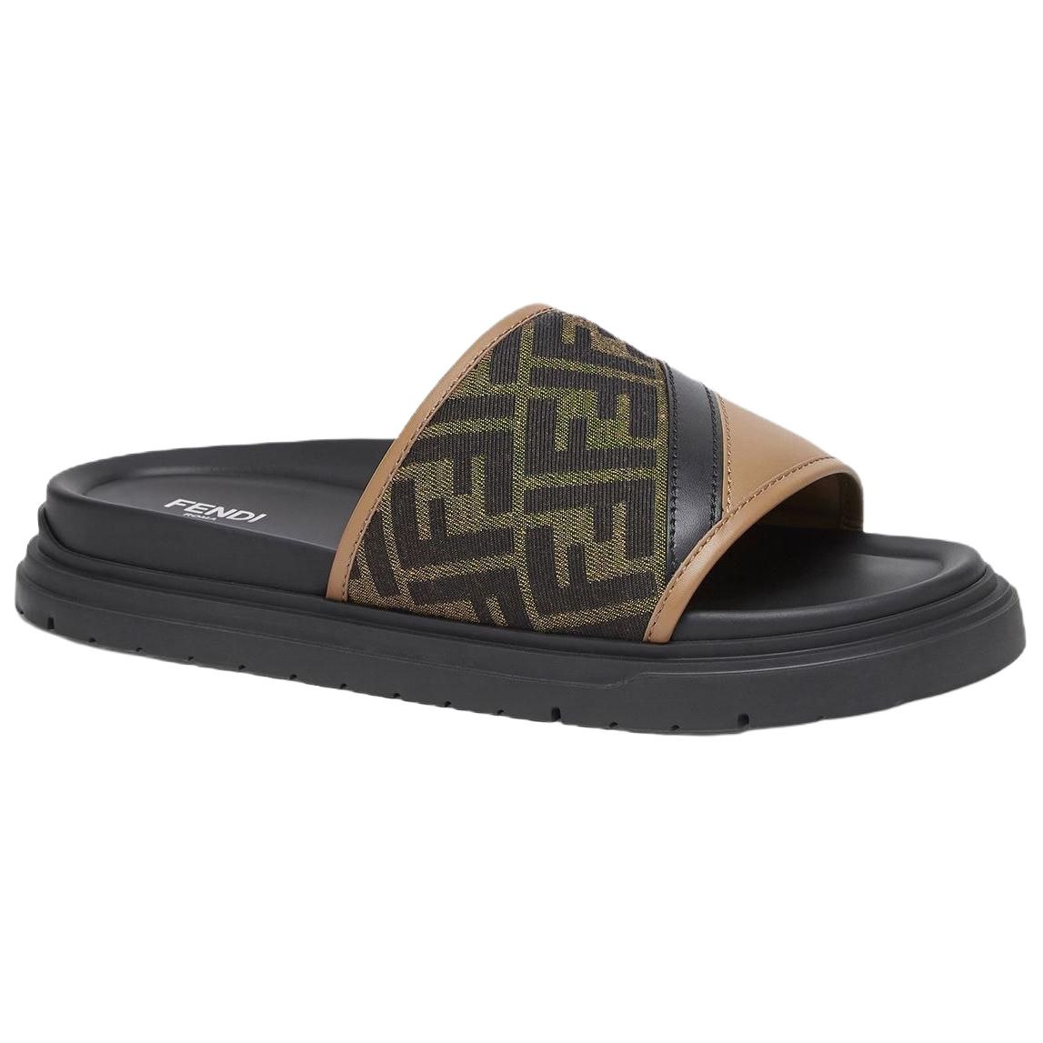 FENDI Diagonal Ff Jacquard Slides