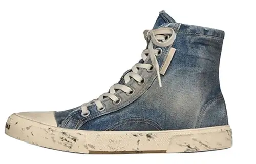 Balenciaga Paris High Top Blue Destroyed Denim