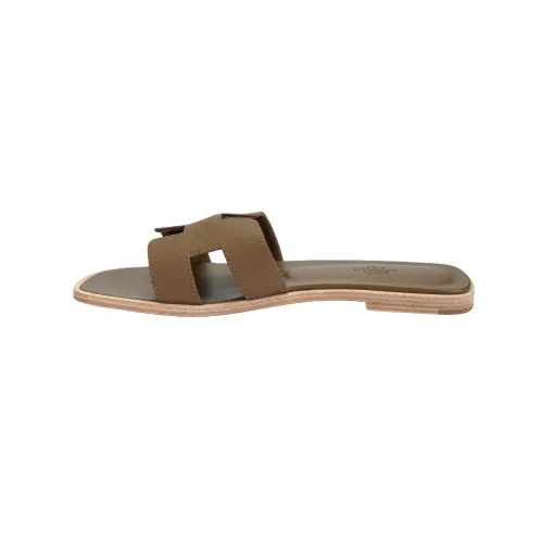 HERMES Oran Sandal Etoupe Epsom Leather