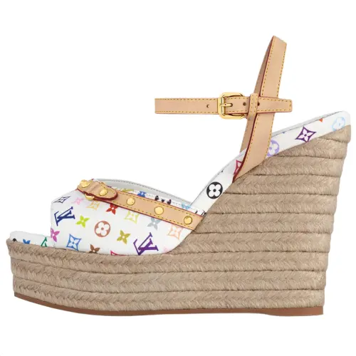 Takashi Murakami x LOUIS VUITTON Helios Leather One Strap Sandals 8.5cm Women's White