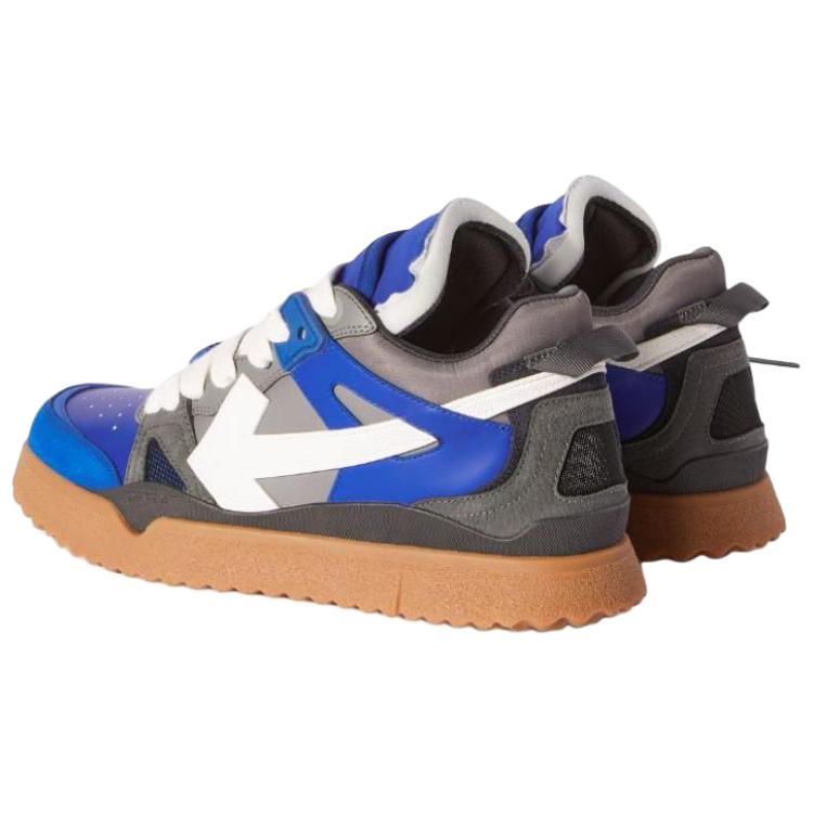 OFF WHITE Leather Mid top Skateboard Shoes Men's Blue Gray White