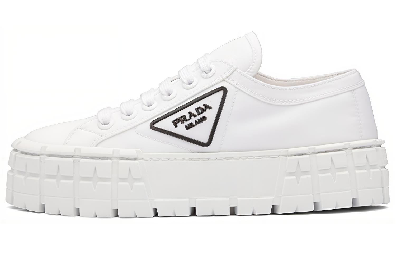 PRADA Canvas Cushioning Abrasion Resistant Breathable Lightweight Low top Casual Shoes Women's White