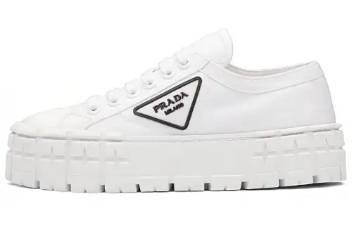 PRADA Canvas Cushioning Abrasion Resistant Breathable Lightweight Low top Casual Shoes Women's White