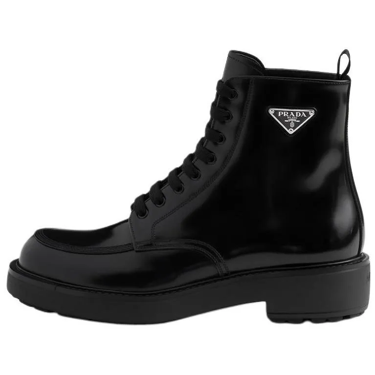 PRADA Leather Ankle Boots 5CM Men's Black