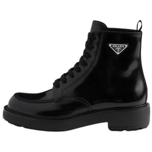 PRADA Leather Ankle Boots 5CM Men's Black