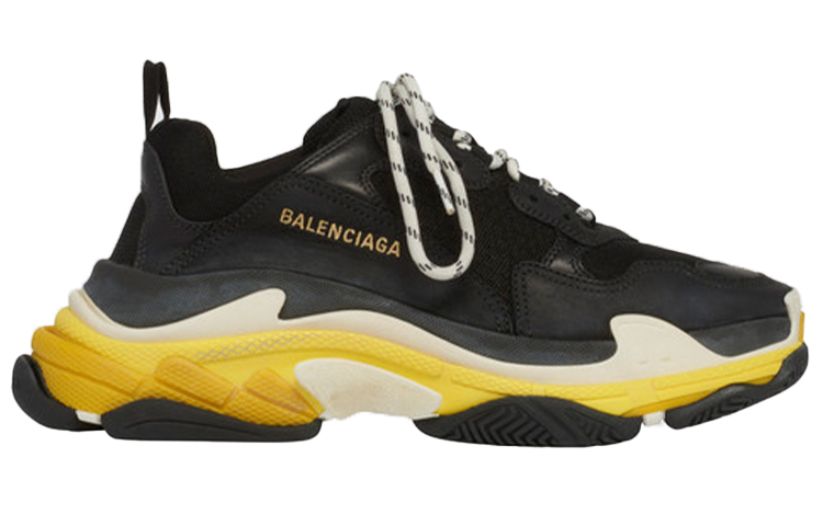 Мужские кроссовки Balenciaga Triple S (черно-желтые) — фото 2