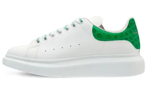 Alexander McQueen Alexander McQueen Oversized Sneaker Cowhide Comfortable Wide Thick Sole Green Tail Low-top Life Casual Shoes Men's White Green
