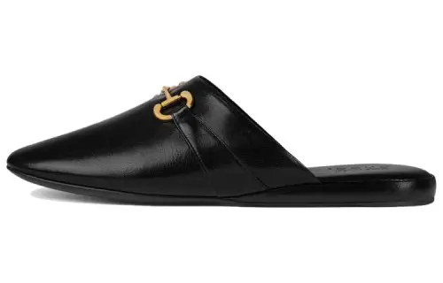 GUCCI Horsebit Closed Toe Slippers Men's Black