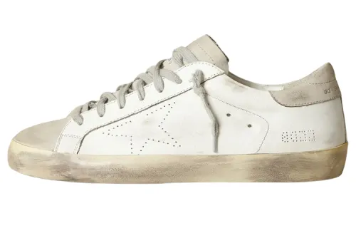 Golden Goose Super Star Leather Low top Stylish Skateboarding Shoes Men's White Gray Distressed