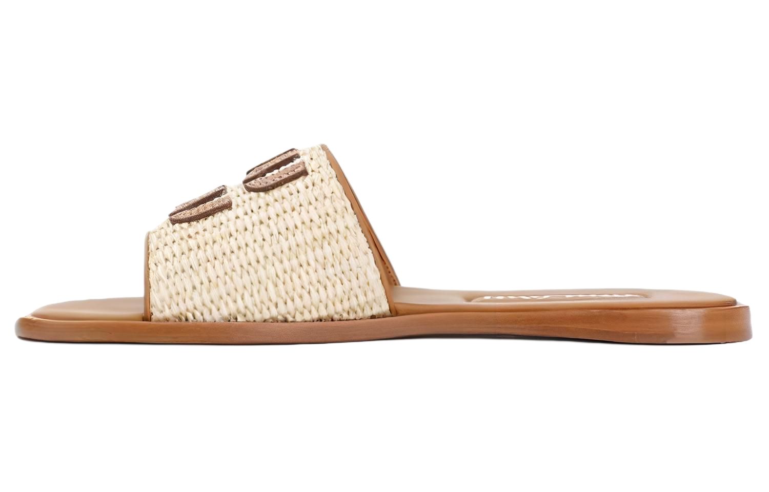 MIU MIU Logo-patch Raffia Slides