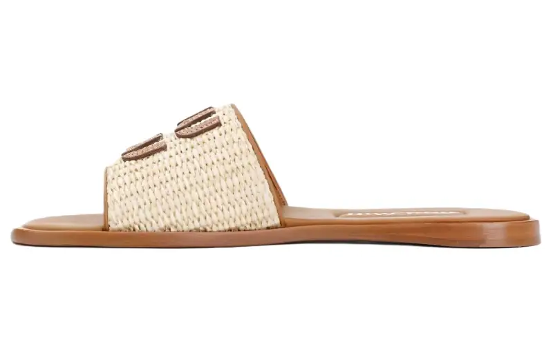 MIU MIU Logo-patch Raffia Slides
