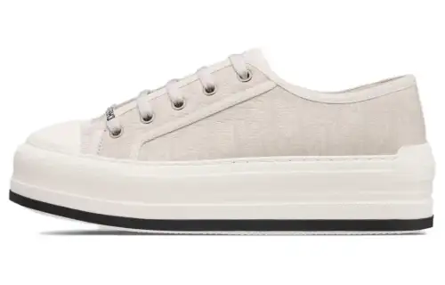DIOR Walk'n'Dior Platform Shoes Leather Low top Skateboard Shoes Women's Ecru