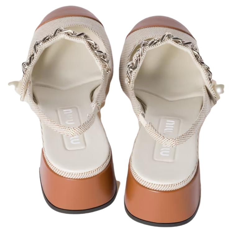 Женские туфли MIU MIU 3.5cm (бежевые) — фото 5