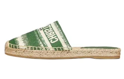 DIOR Granville Rubber Sole Closed Toe Slippers Women's Green Beige White